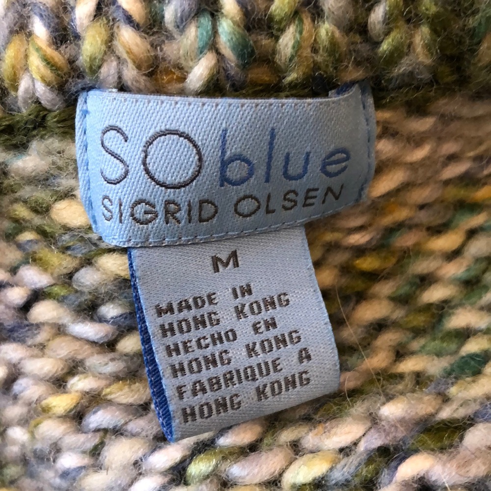 SO blue Sigrid Olsen green knit cardigan M - Picture 5 of 6